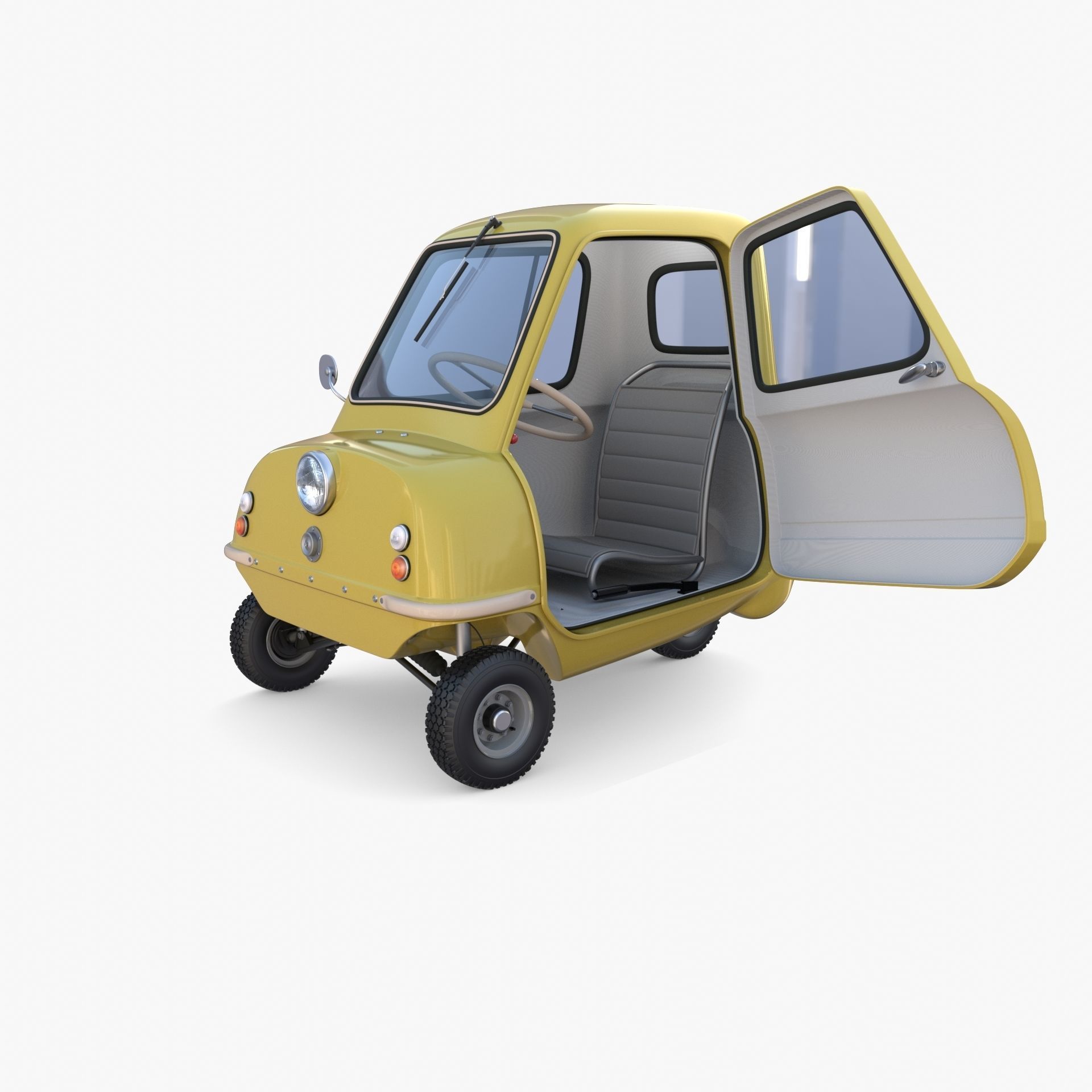 Generic 50cc Microcar with interior and chassis 3D model_8