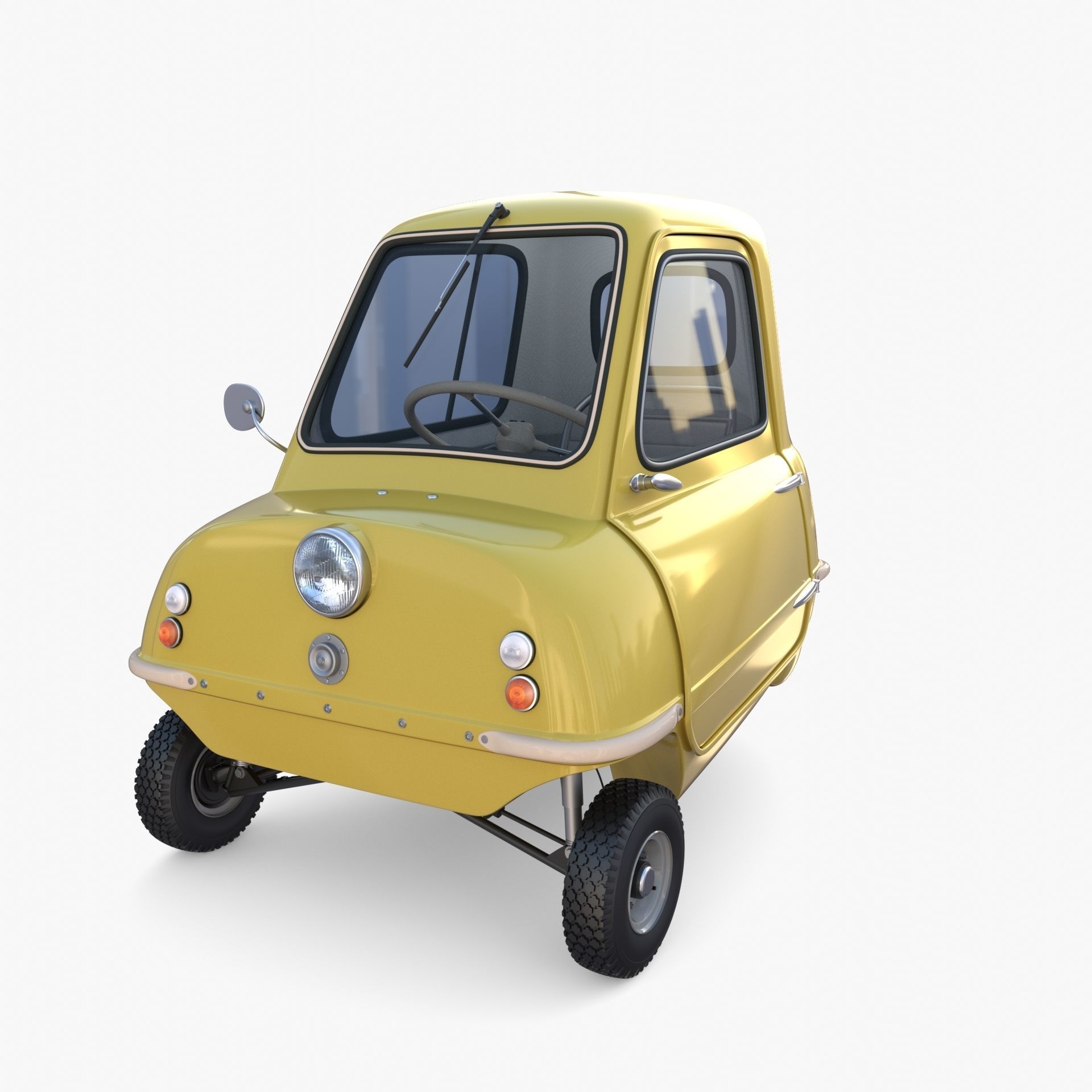Generic 50cc Microcar with interior and chassis 3D model_10