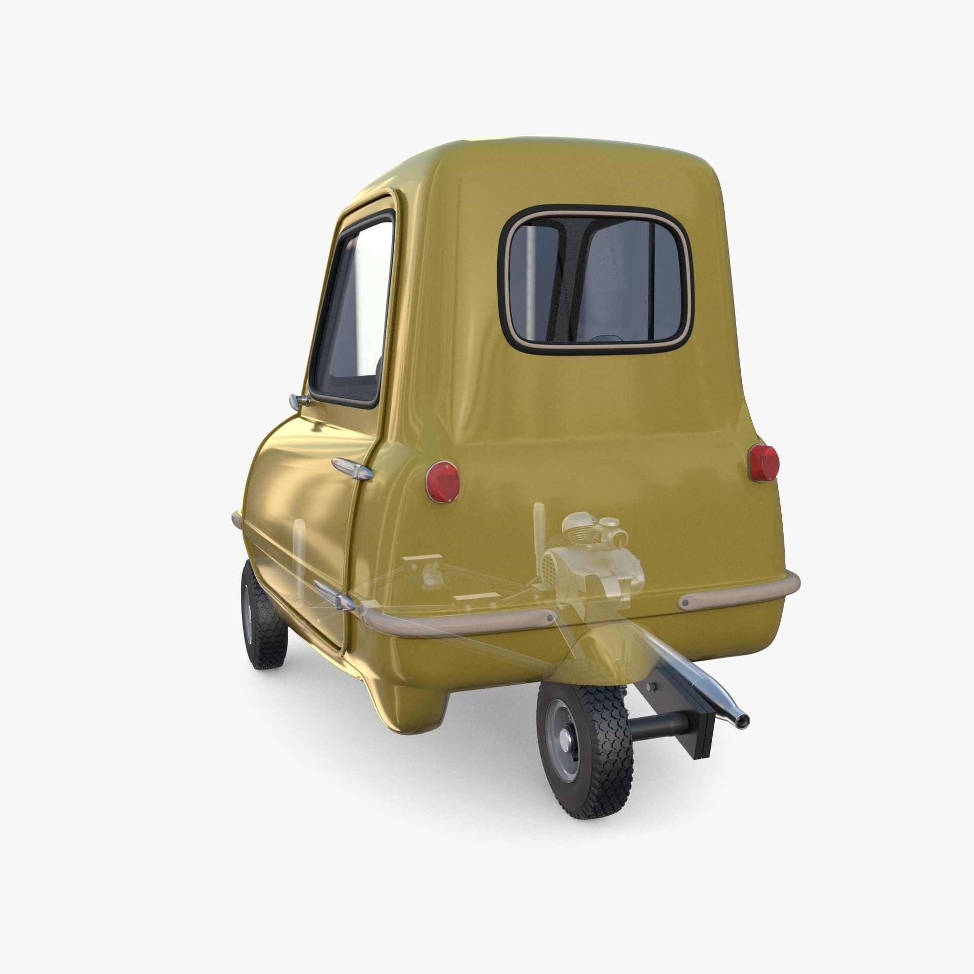 Generic 50cc Microcar with interior and chassis 3D model_2