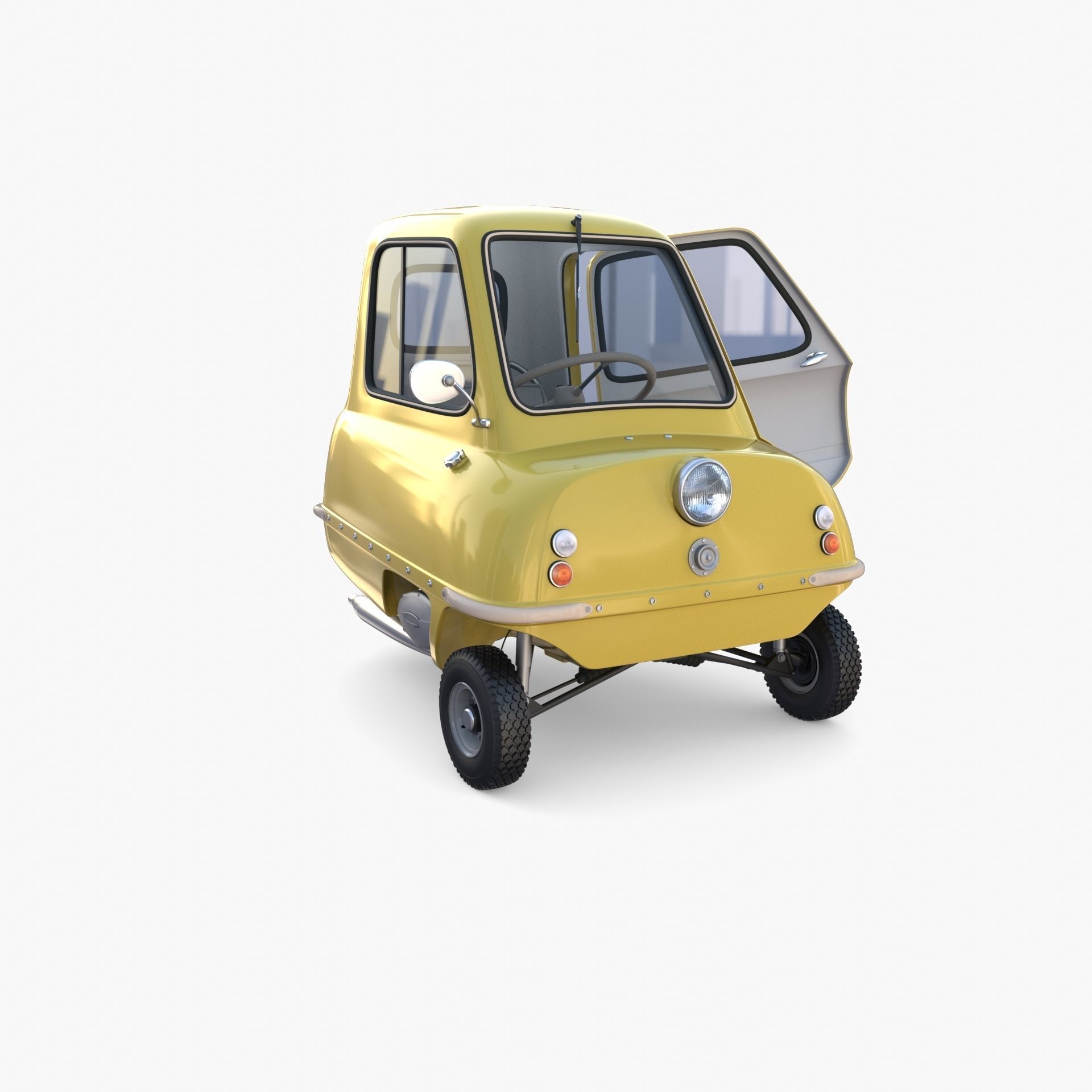 Generic 50cc Microcar with interior and chassis 3D model_16
