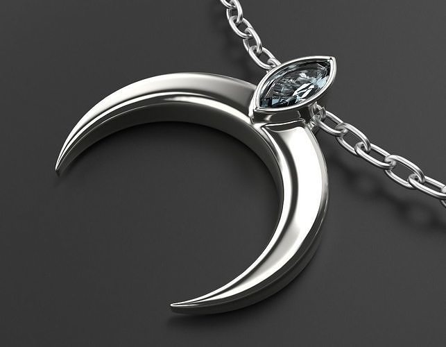 Moon pendant Lunar with a stone  3D print model