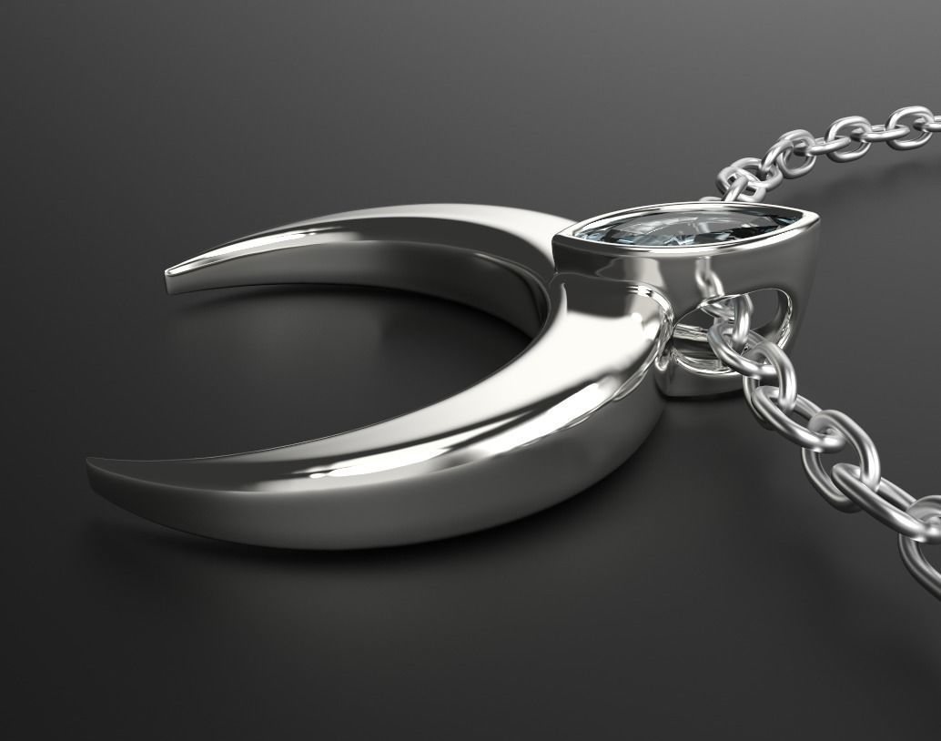 Moon pendant Lunar with a stone 3D print model_5