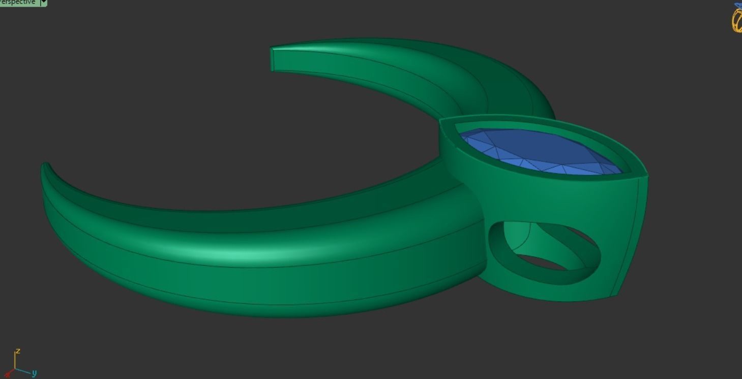 Moon pendant Lunar with a stone 3D print model_6