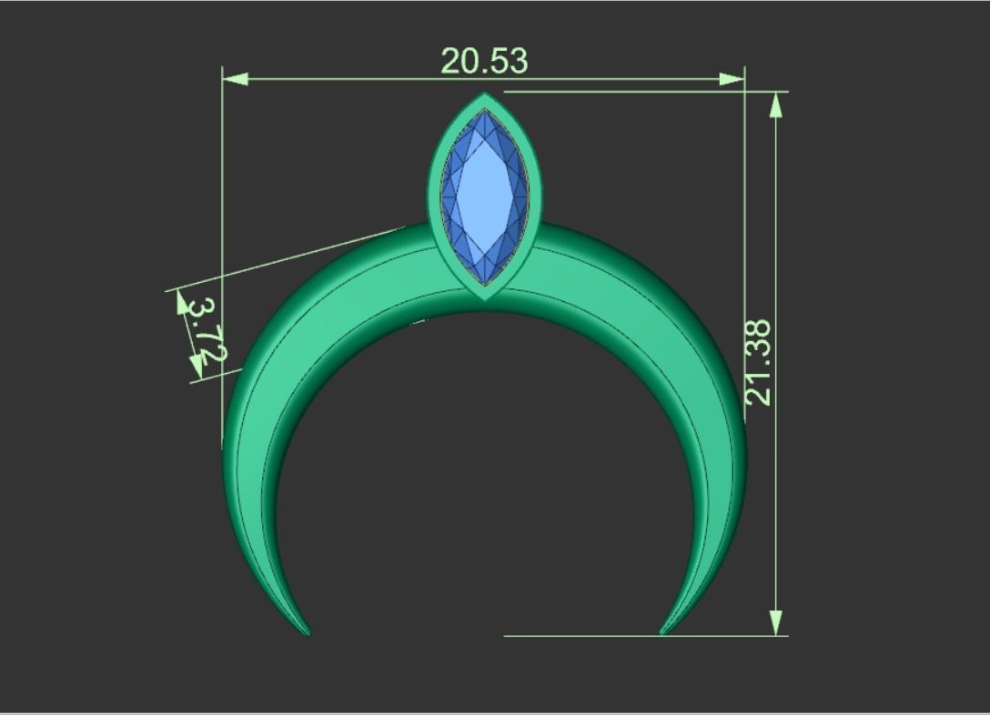 Moon pendant Lunar with a stone 3D print model_13