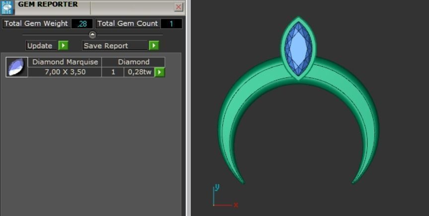 Moon pendant Lunar with a stone 3D print model_3