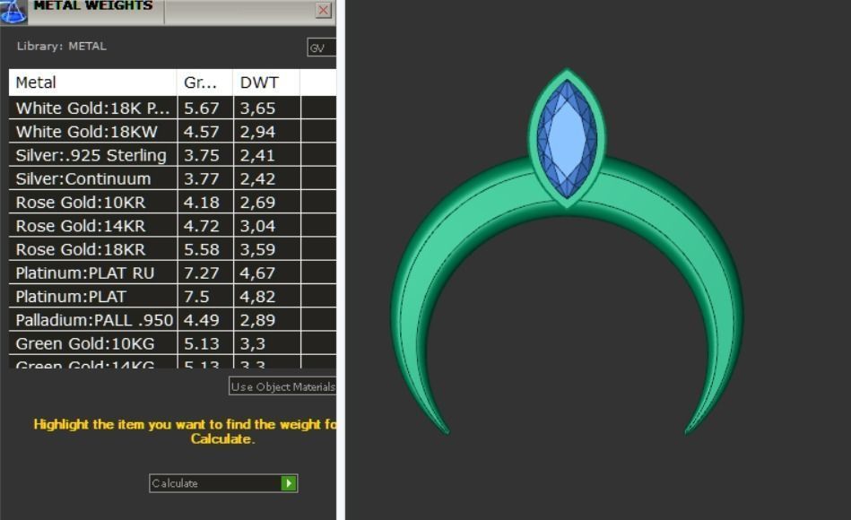 Moon pendant Lunar with a stone 3D print model_2