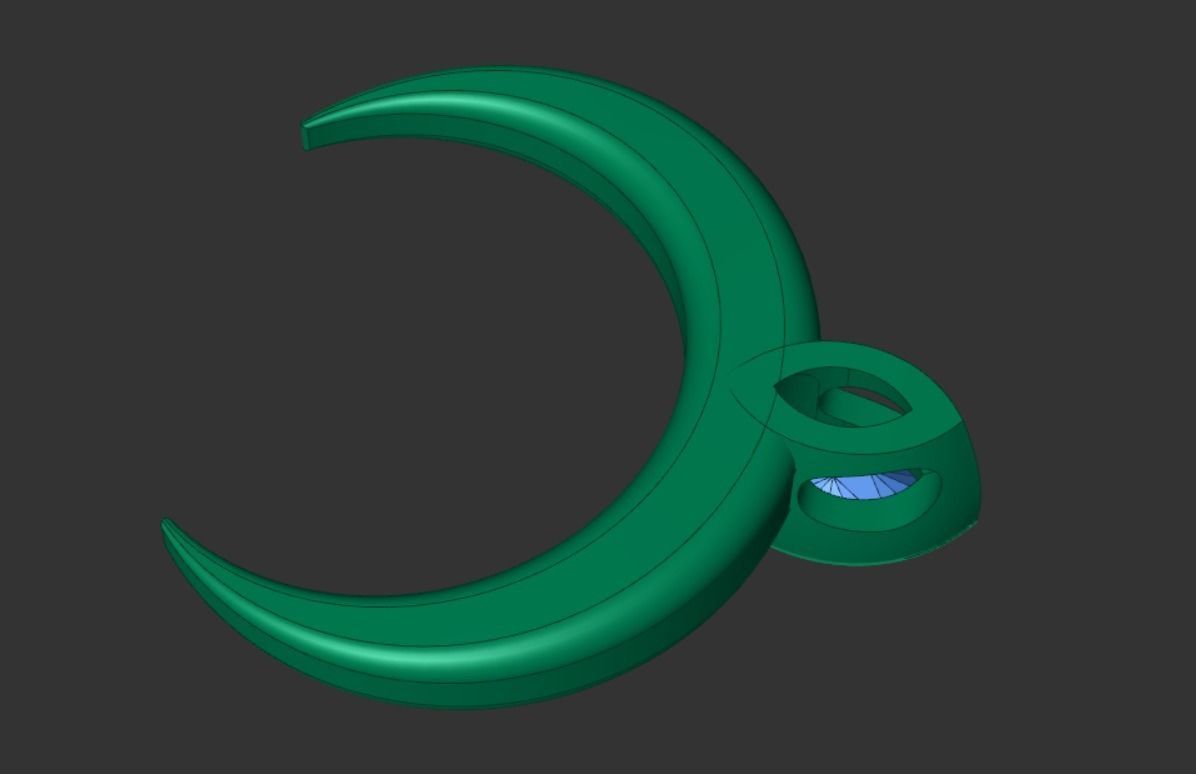 Moon pendant Lunar with a stone 3D print model_11