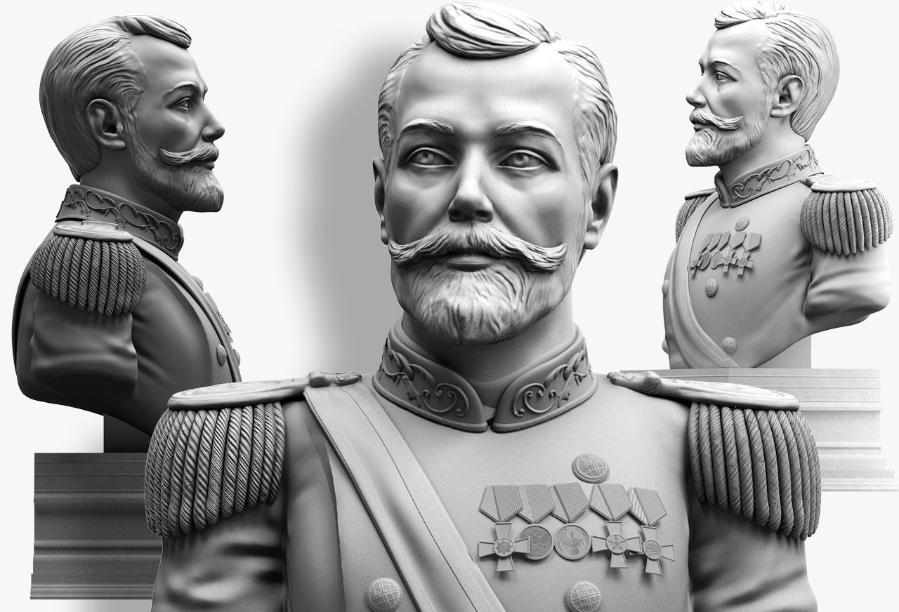 Imperator bust of soldier 3D print model_1