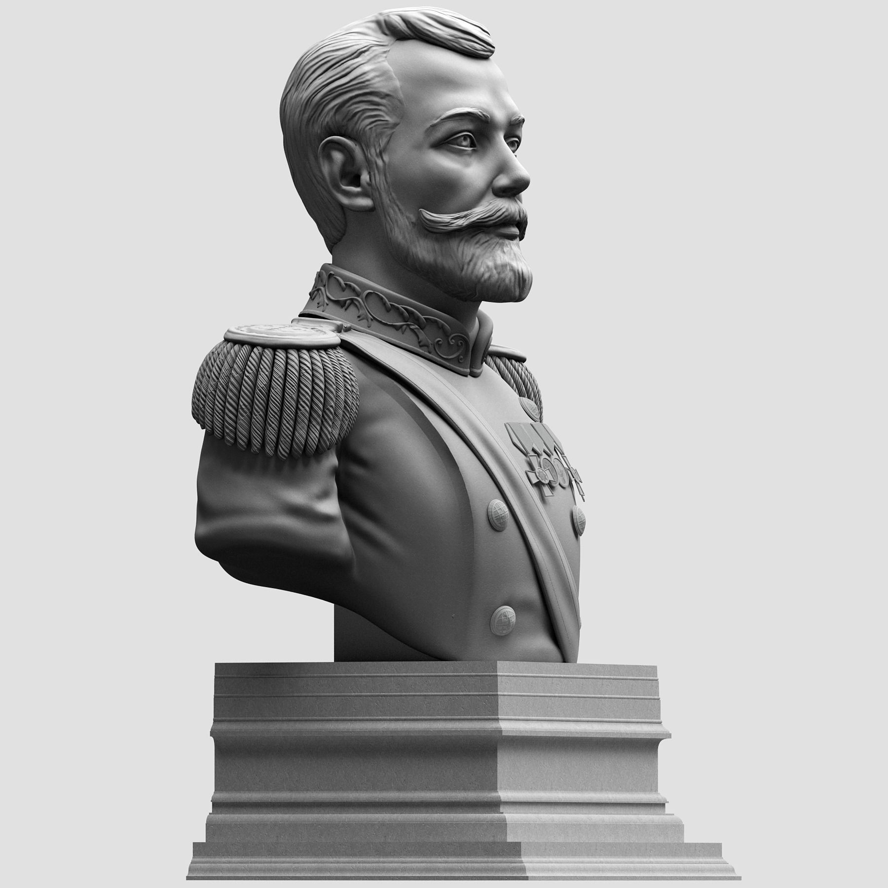 Imperator bust of soldier 3D print model_7