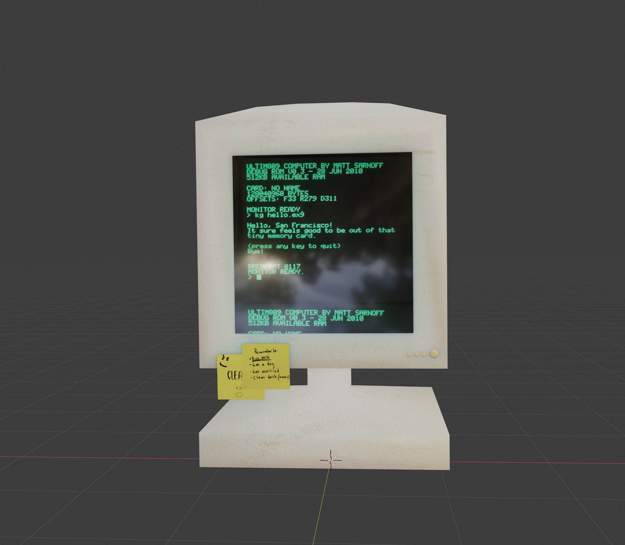 90s Low-Poly computer Low-poly 3D model_3