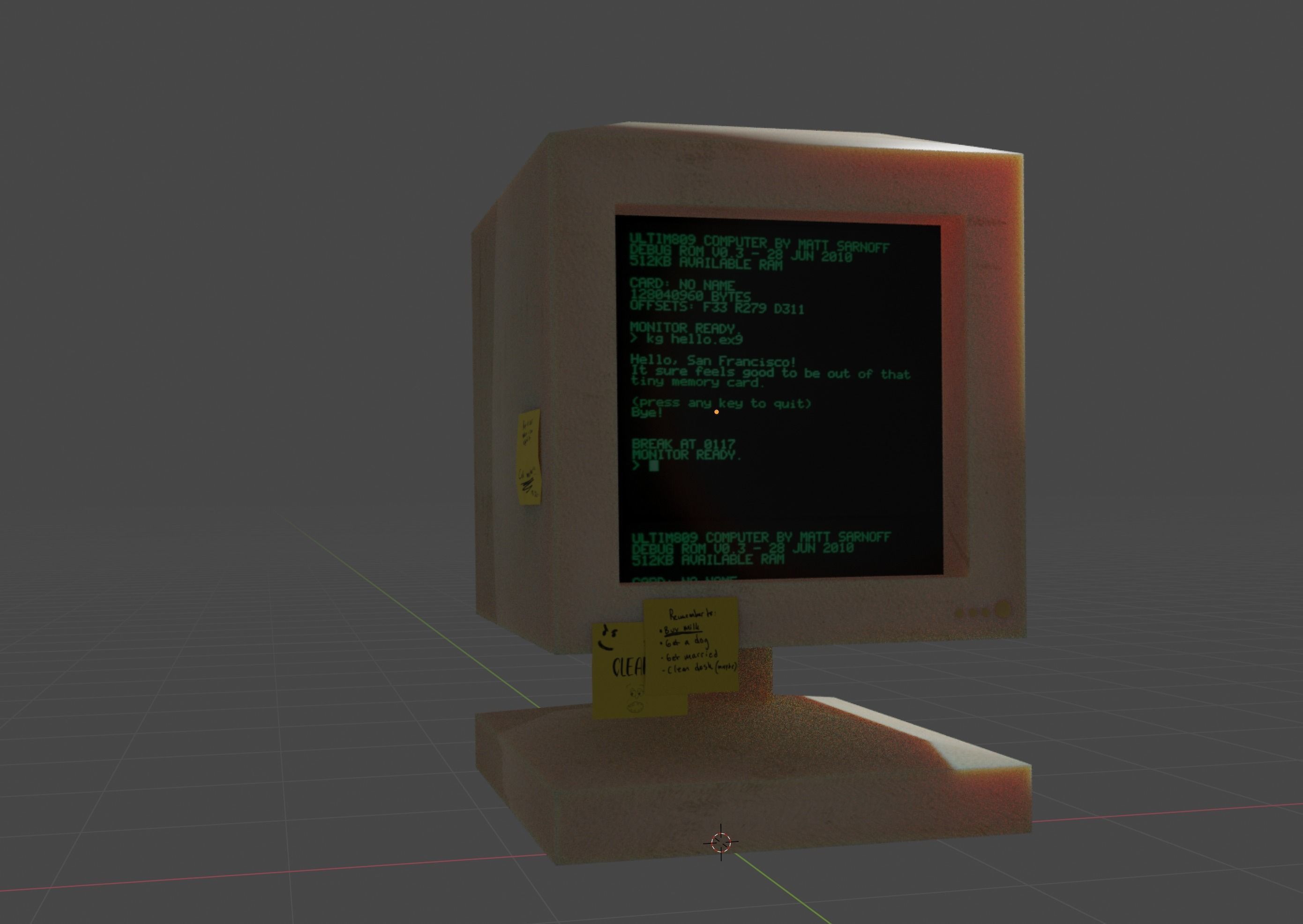 90s Low-Poly computer Low-poly 3D model_2