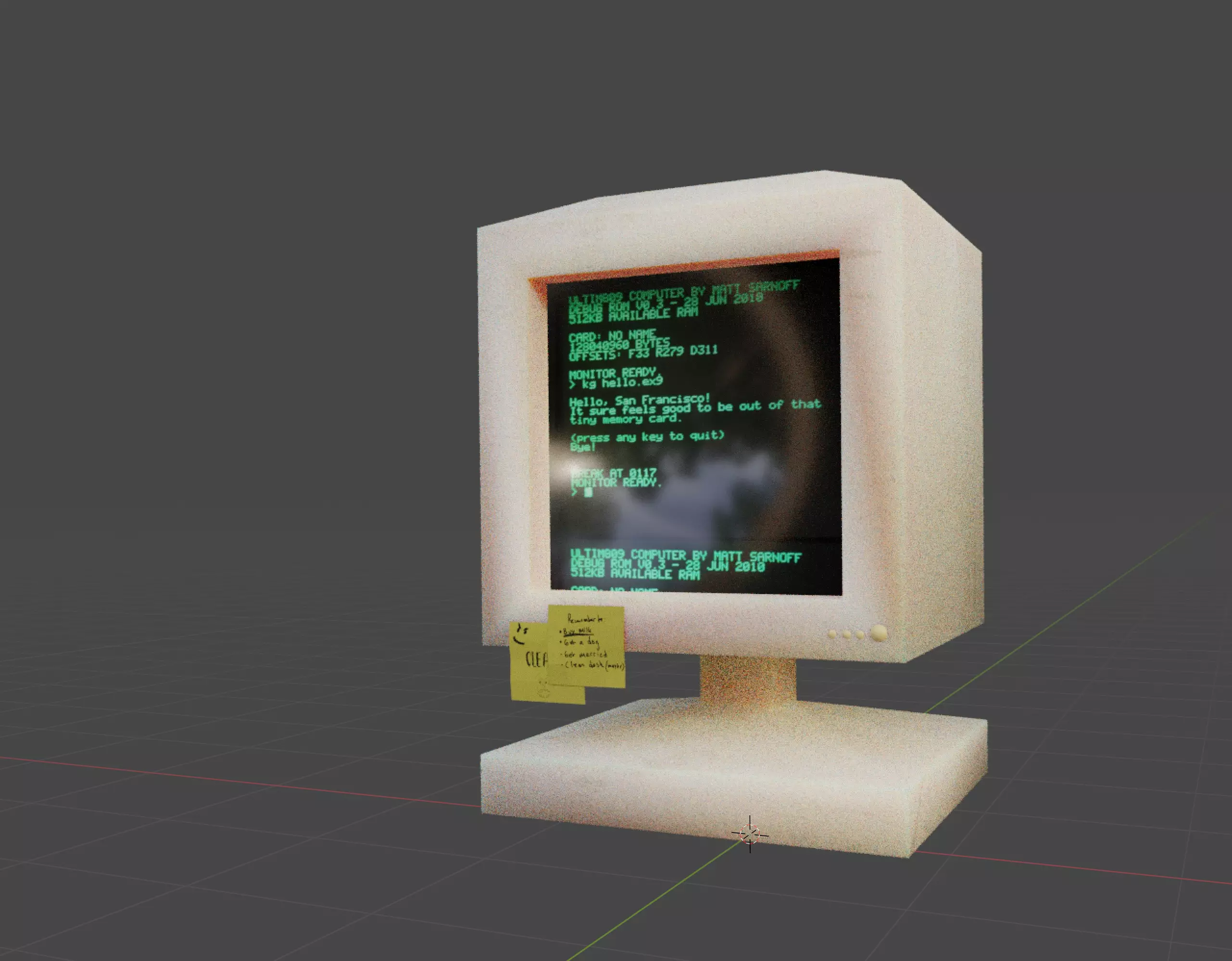 90s Low-Poly computer Low-poly 3D model_0
