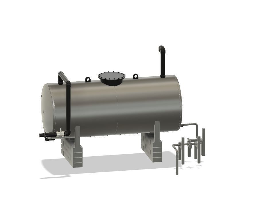 Model Railway Oil Tank with Brick Bund 3D print model_8
