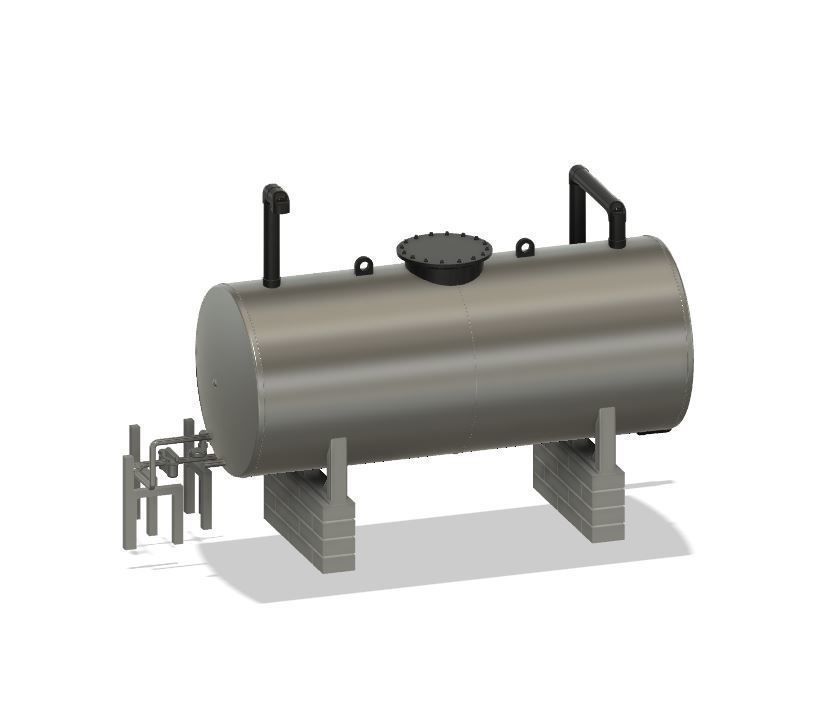 Model Railway Oil Tank with Brick Bund 3D print model_9