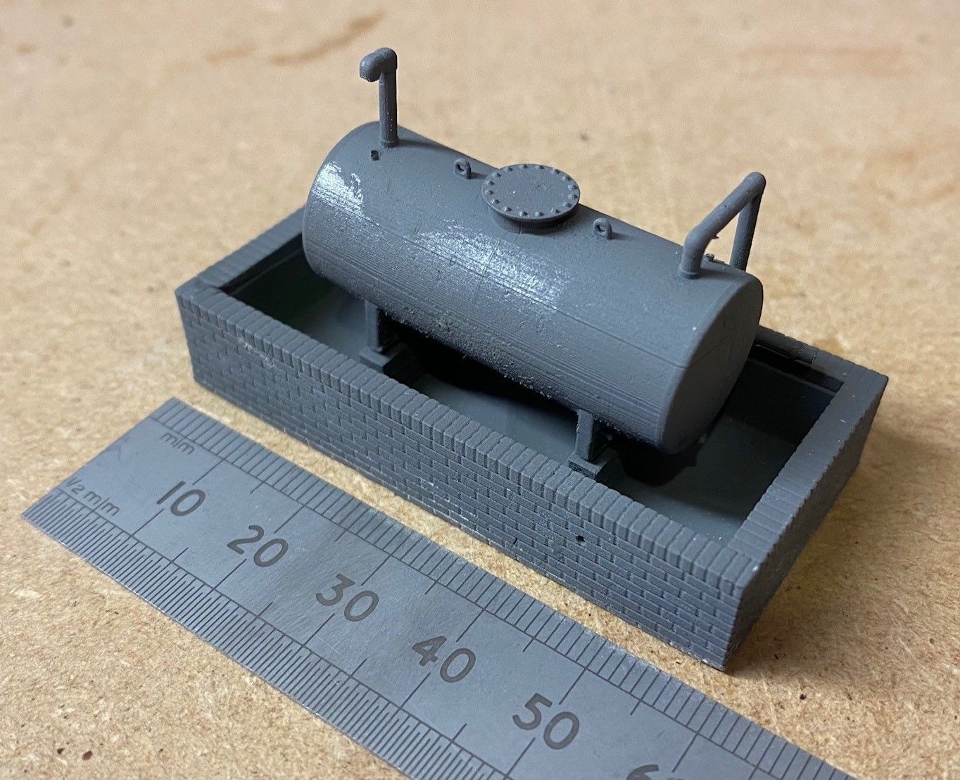 Model Railway Oil Tank with Brick Bund 3D print model_1