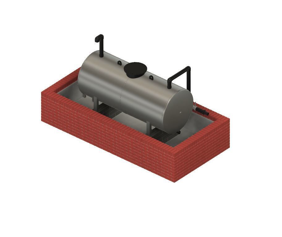 Model Railway Oil Tank with Brick Bund 3D print model_2