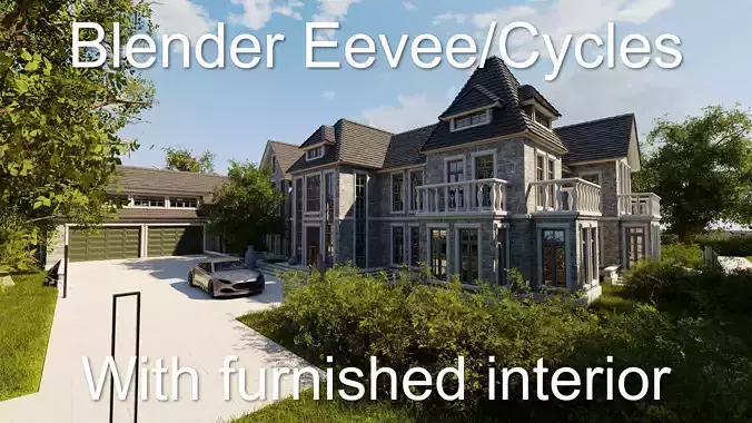 Large Mansion 2021 Blender Eevee and Cycles 1 3D model