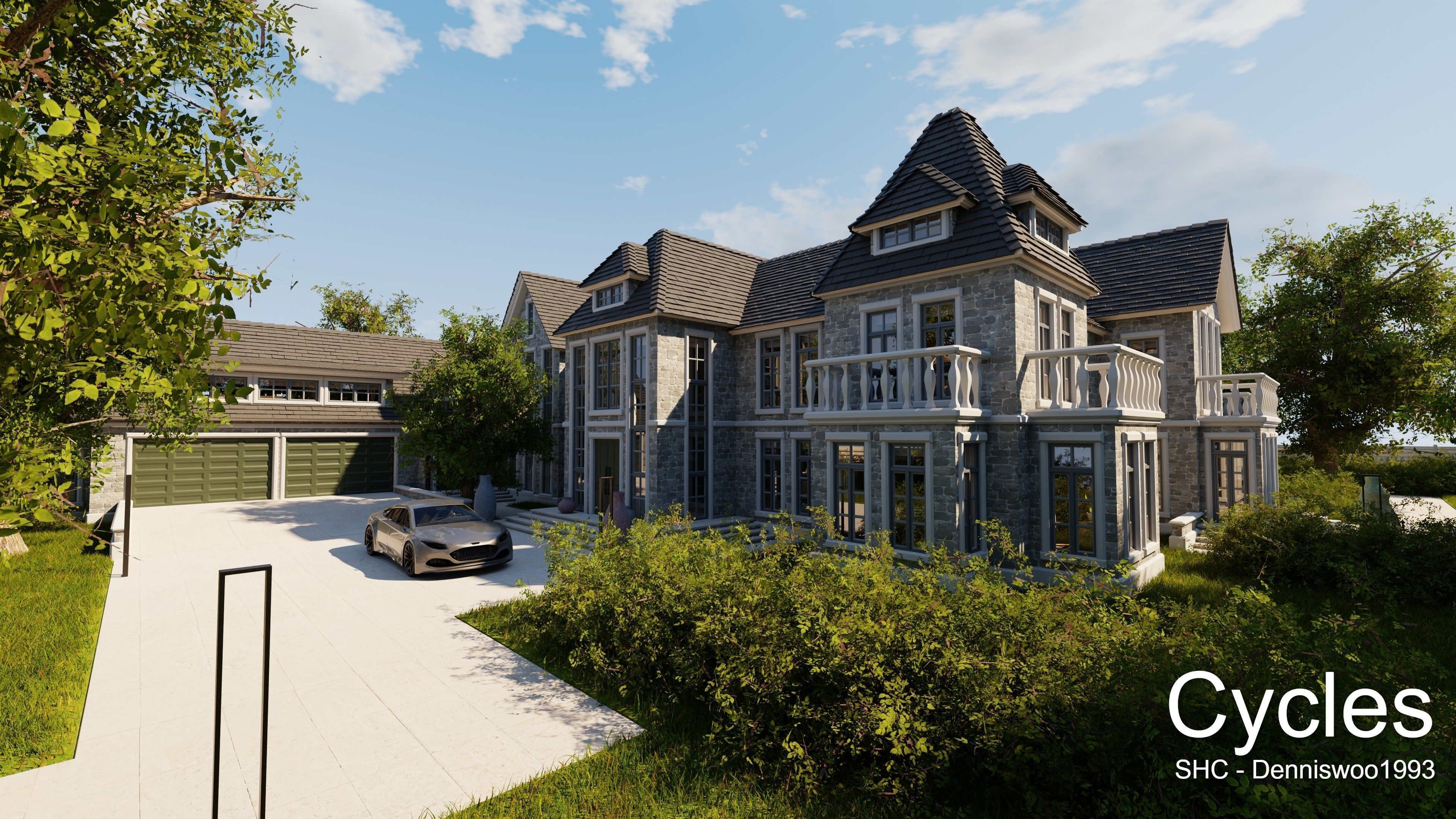 Large Mansion 2021 Blender Eevee and Cycles 1 3D model_3