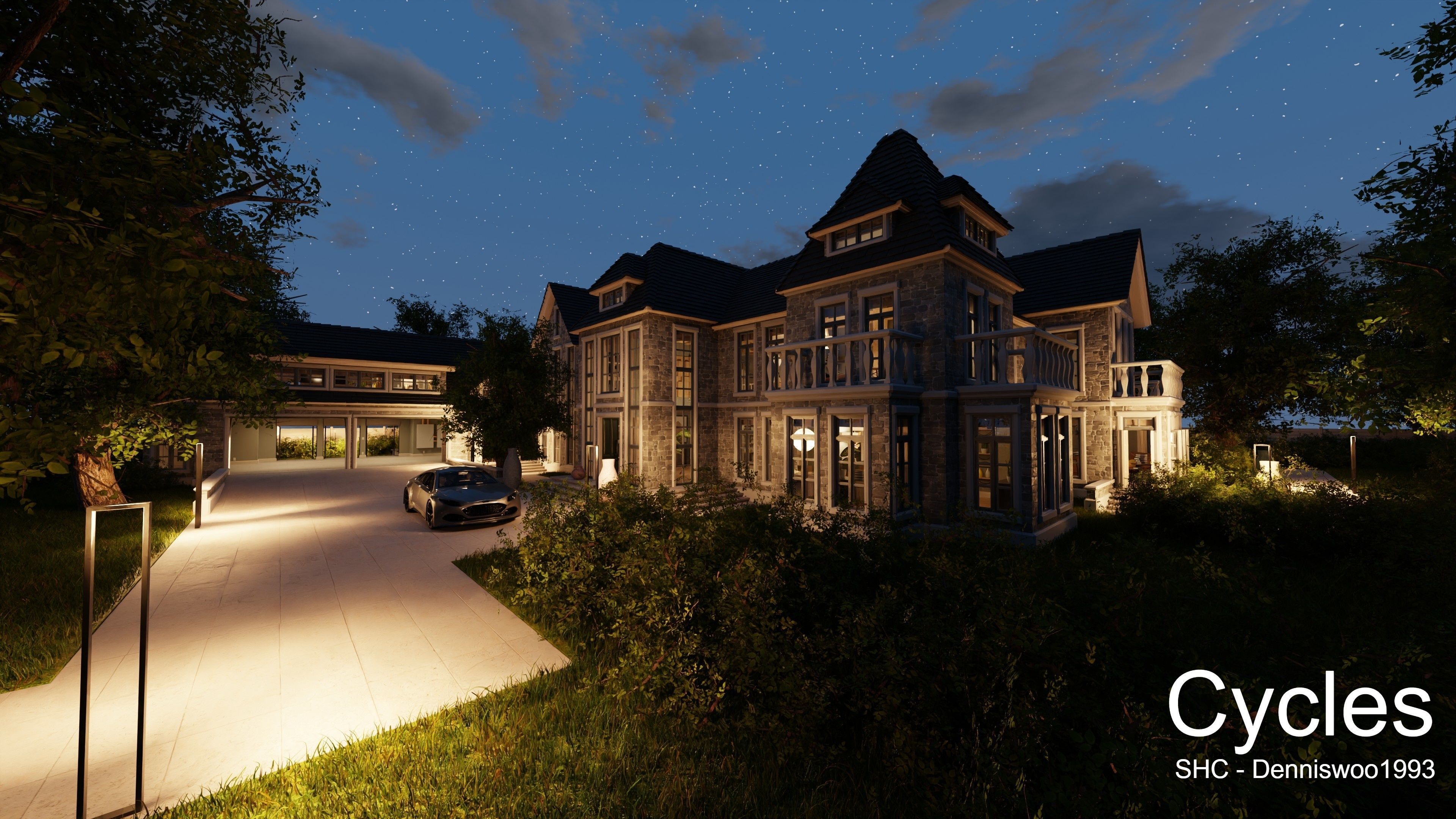 Large Mansion 2021 Blender Eevee and Cycles 1 3D model_6