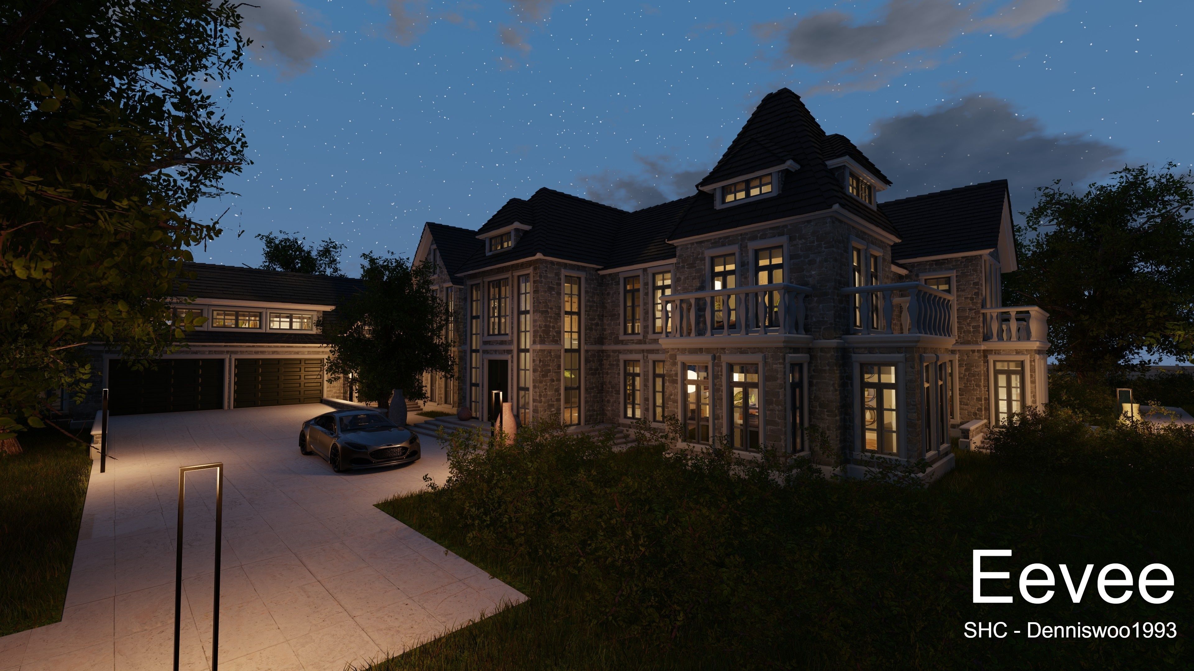 Large Mansion 2021 Blender Eevee and Cycles 1 3D model_97