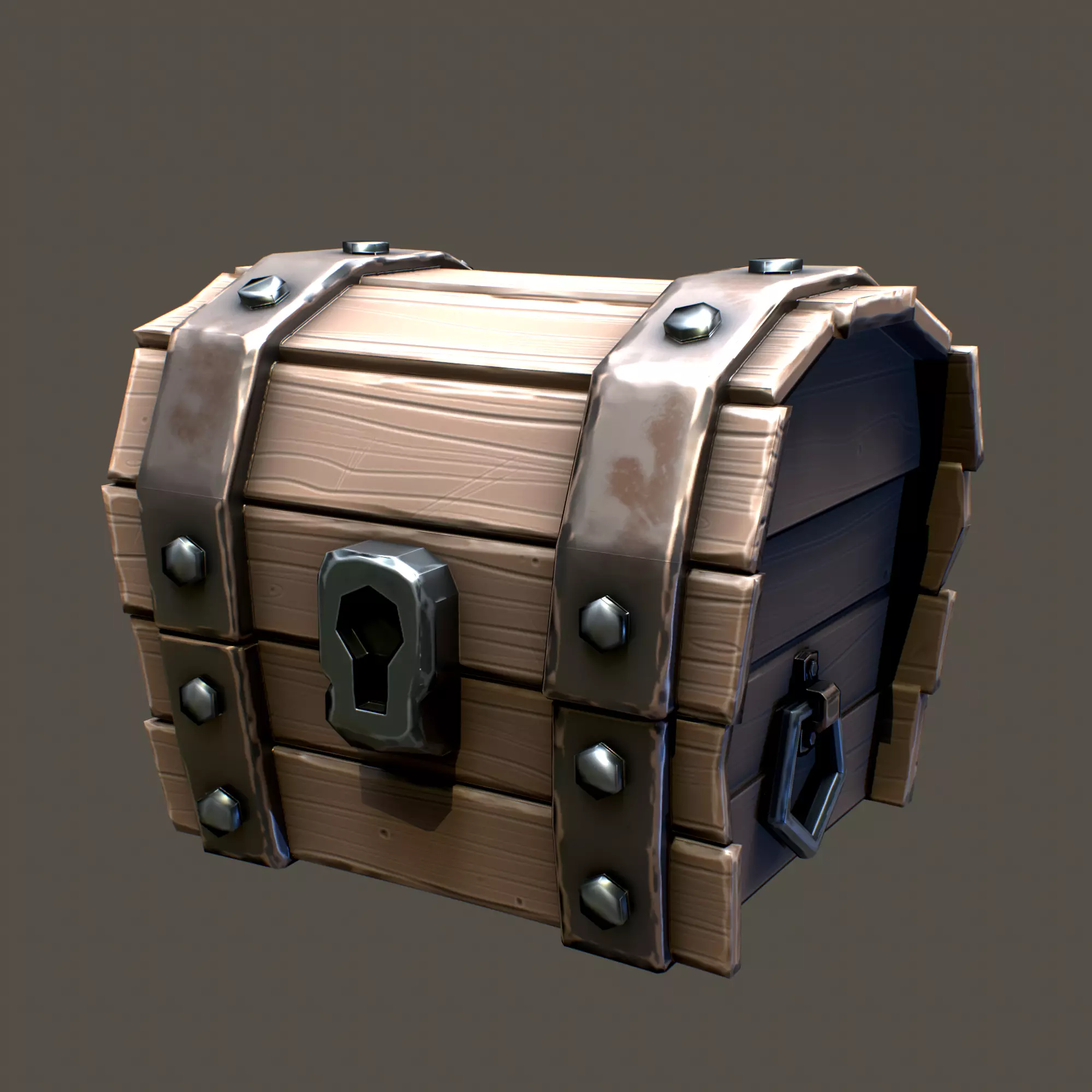 Chest low-poly 3D model PBR Game ready For Unreal Engine Low-poly 3D model