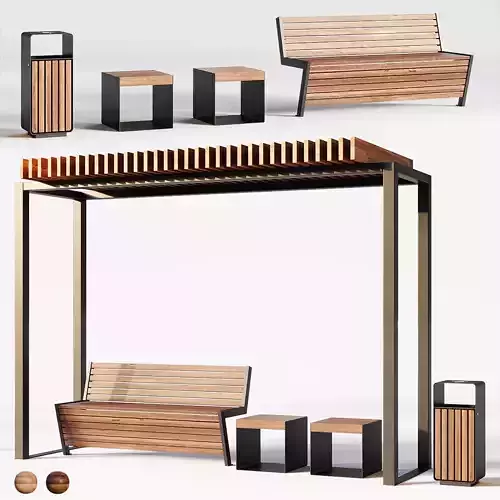 Improvement set bench pergola urn