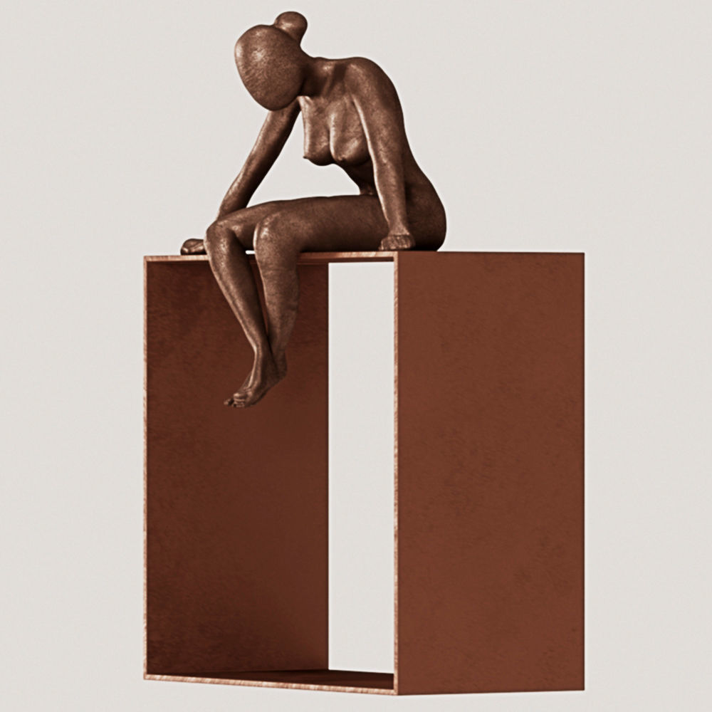 Sitting Lady Statue 3D print model_3