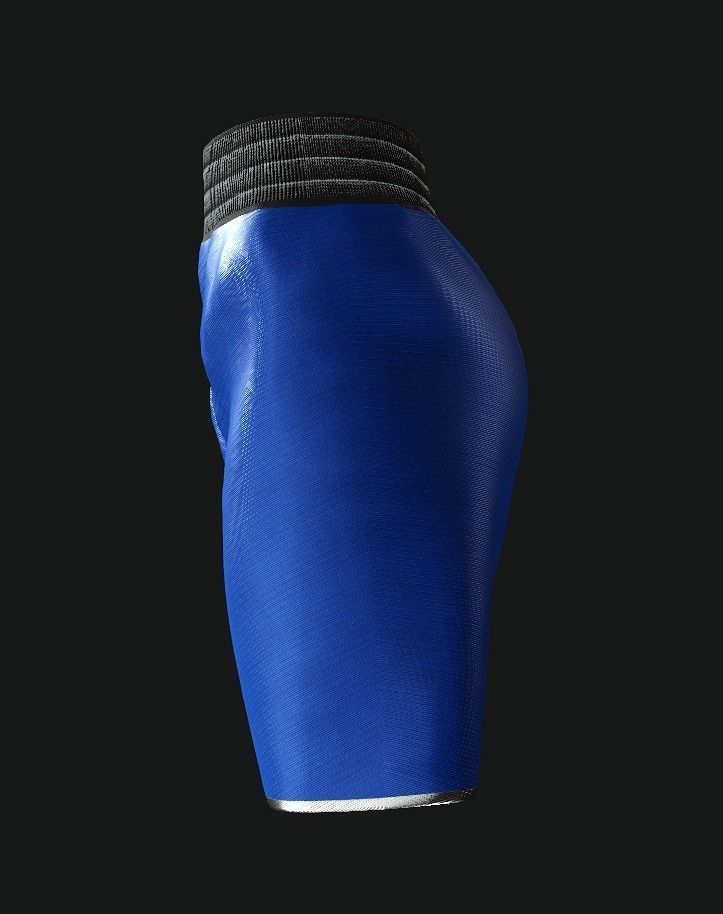Boxing Shorts - Blue Low-poly 3D model_2