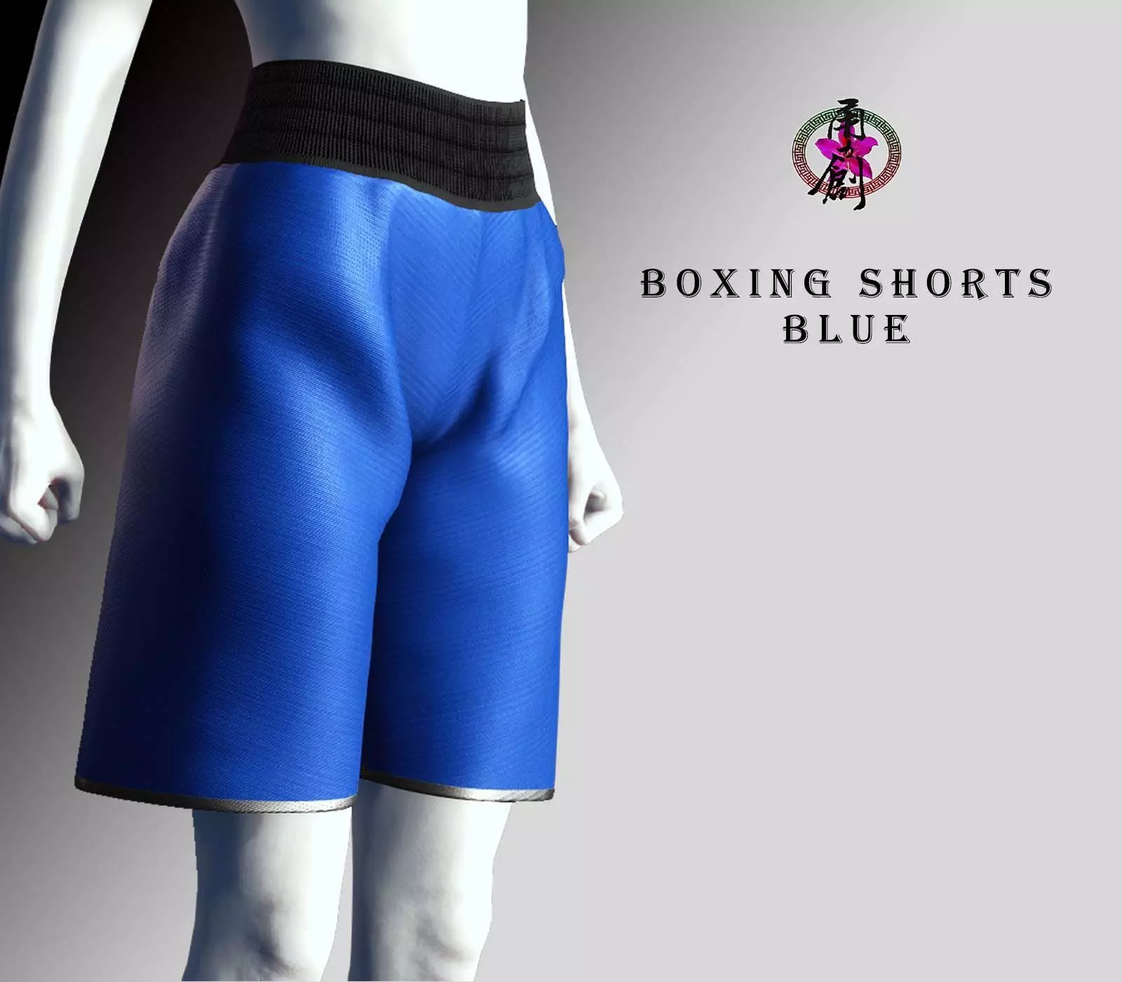 Boxing Shorts - Blue Low-poly 3D model_0
