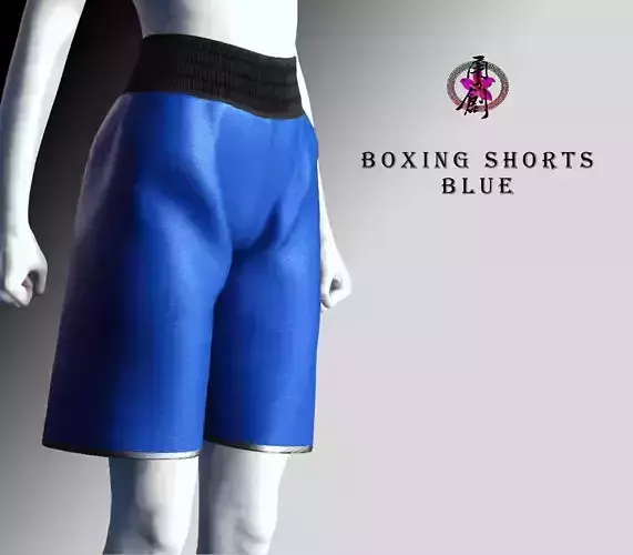 Boxing Shorts - Blue Low-poly 3D model