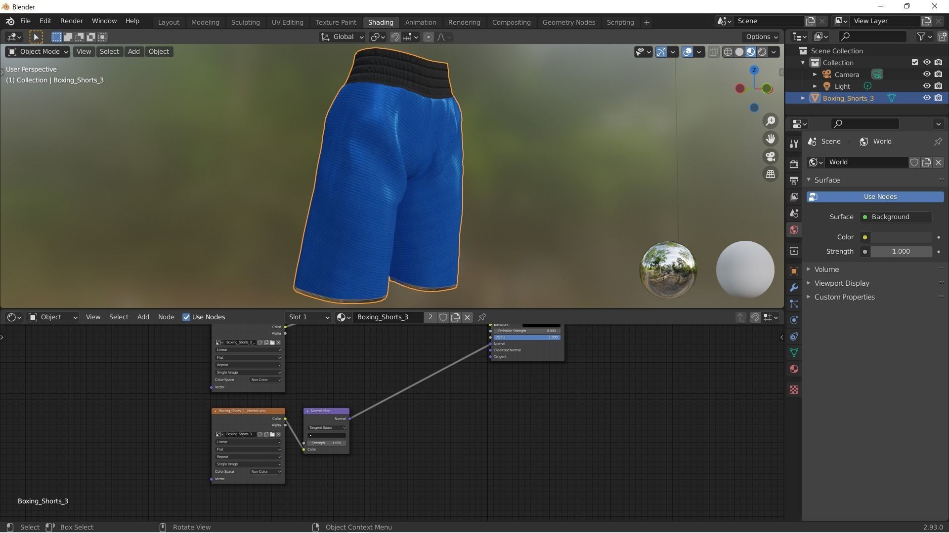 Boxing Shorts - Blue Low-poly 3D model_6