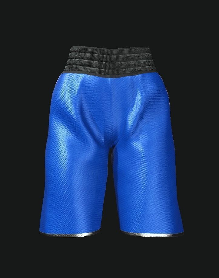 Boxing Shorts - Blue Low-poly 3D model_3