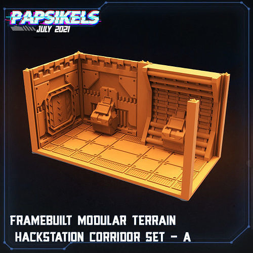FRAME BUILT MODULAR TERRAIN HACKSTATION CORRIDOR SET A 3D print model