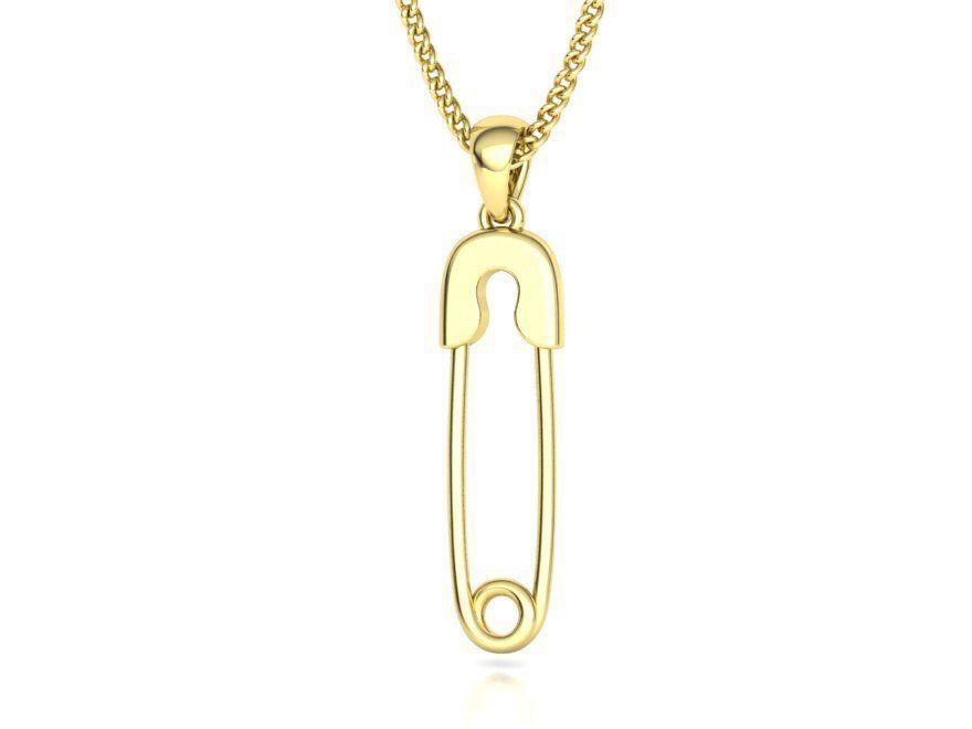 Safety Pin Diamond Necklace Pendant printable 3dmodel 3D print model_32