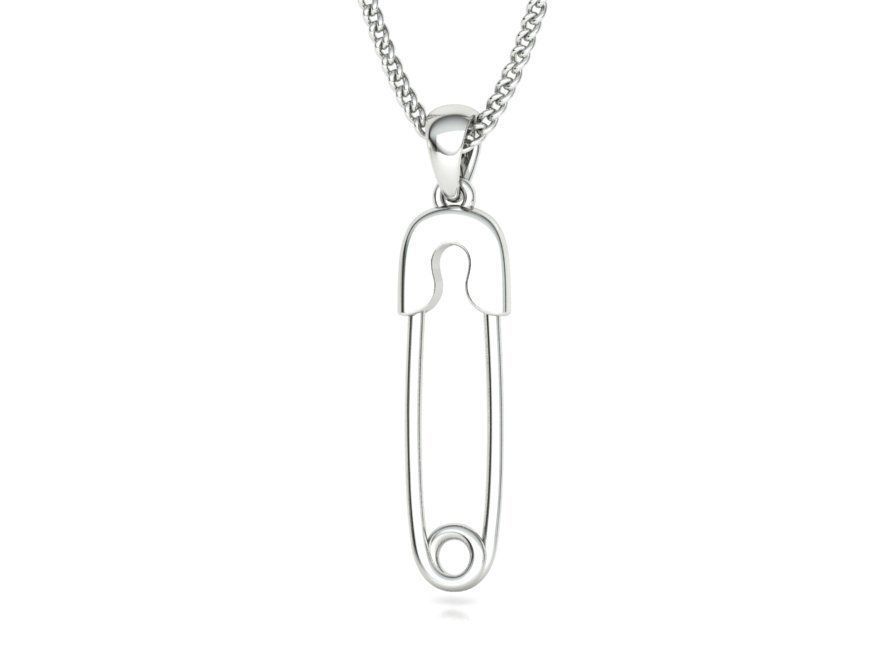 Safety Pin Diamond Necklace Pendant printable 3dmodel 3D print model_31