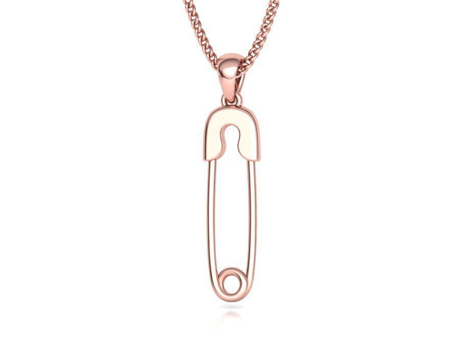 Safety Pin Diamond Necklace Pendant printable 3dmodel 3D print model_30