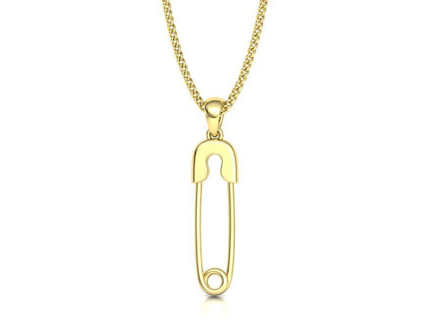 Safety Pin Diamond Necklace Pendant printable 3dmodel 3D print model_8