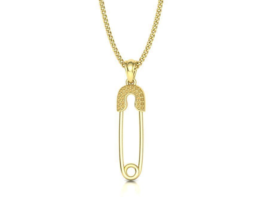 Safety Pin Diamond Necklace Pendant printable 3dmodel 3D print model_26