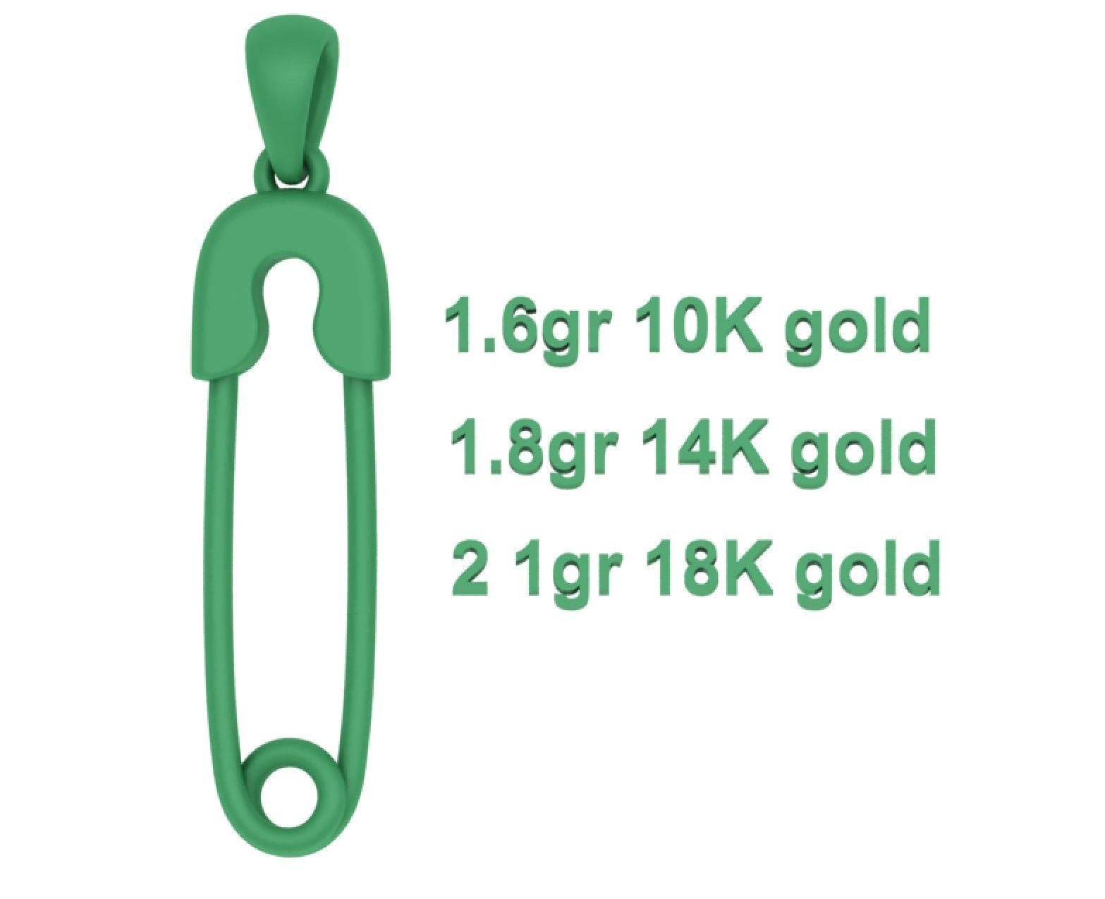 Safety Pin Diamond Necklace Pendant printable 3dmodel 3D print model_19