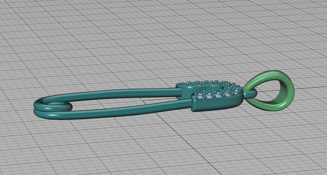 Safety Pin Diamond Necklace Pendant printable 3dmodel 3D print model_24