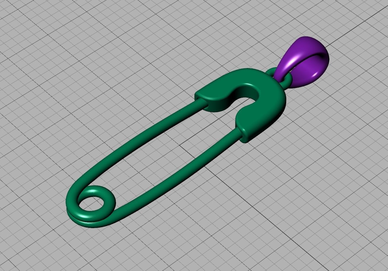 Safety Pin Diamond Necklace Pendant printable 3dmodel 3D print model_12