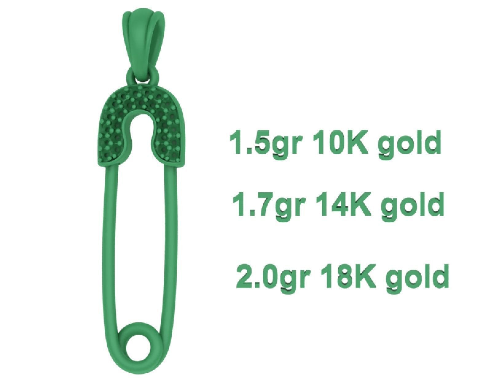 Safety Pin Diamond Necklace Pendant printable 3dmodel 3D print model_20