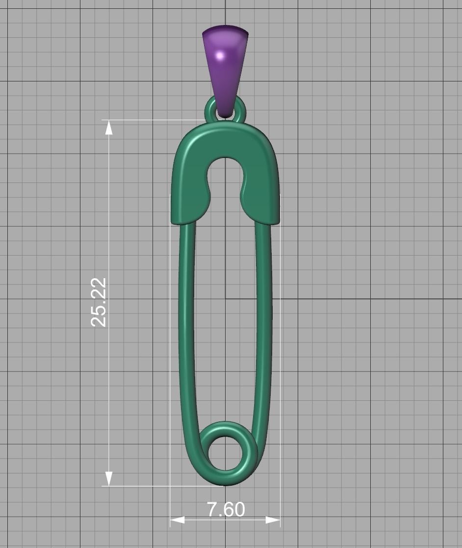 Safety Pin Diamond Necklace Pendant printable 3dmodel 3D print model_11