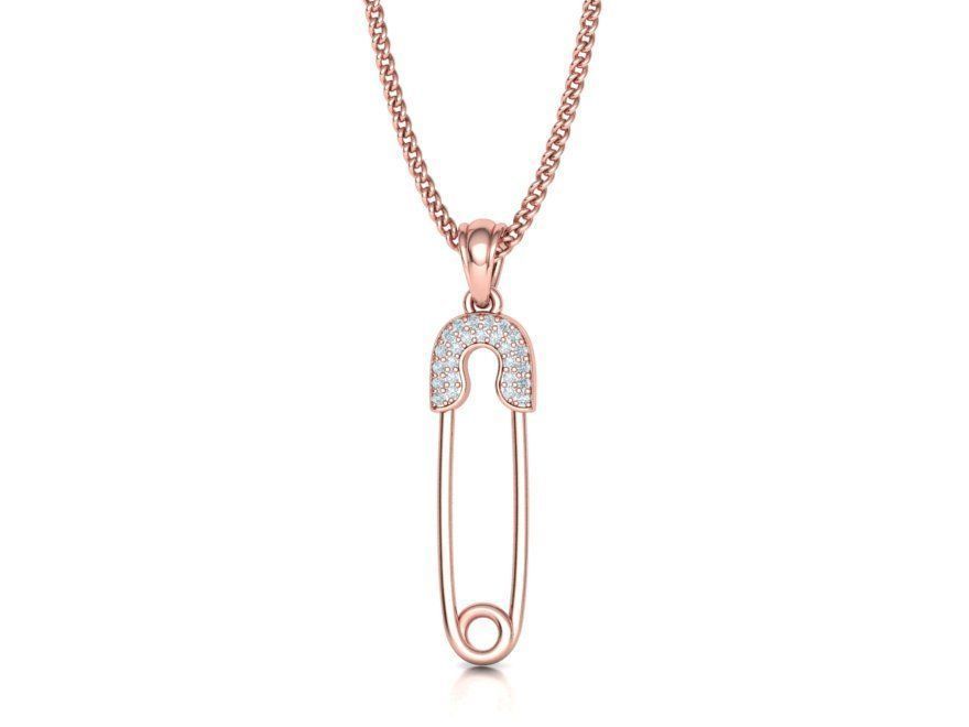 Safety Pin Diamond Necklace Pendant printable 3dmodel 3D print model_3