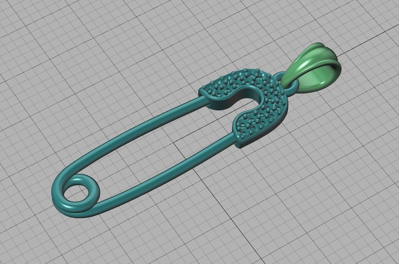 Safety Pin Diamond Necklace Pendant printable 3dmodel 3D print model_25