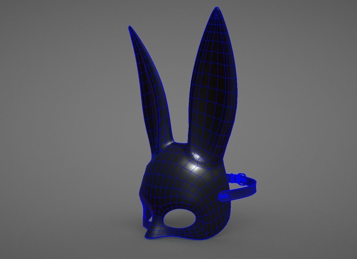 Black Rabbit-Bunny Facemask Low-poly 3D model_10