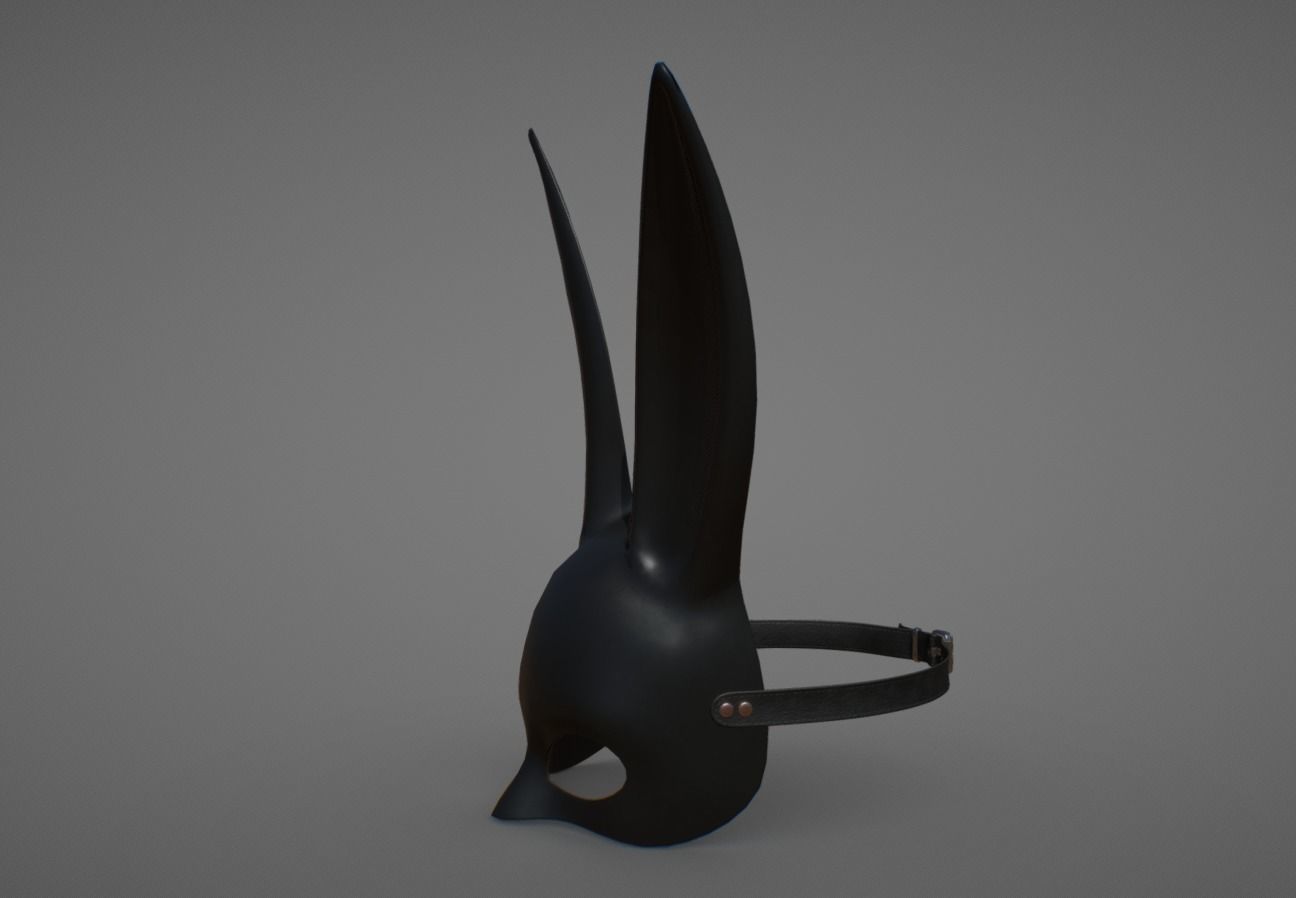 Black Rabbit-Bunny Facemask Low-poly 3D model_1