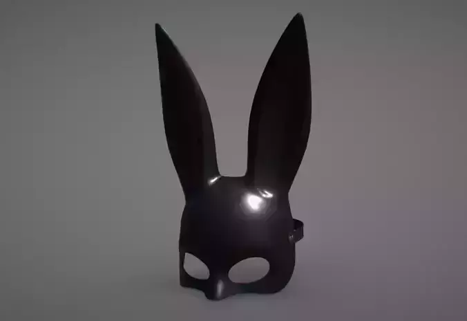 Black Rabbit-Bunny Facemask Low-poly 3D model