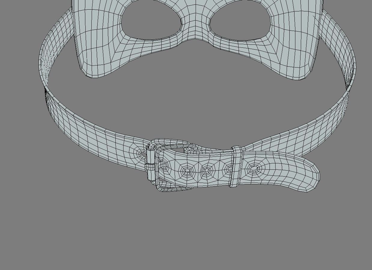 Black Rabbit-Bunny Facemask Low-poly 3D model_8