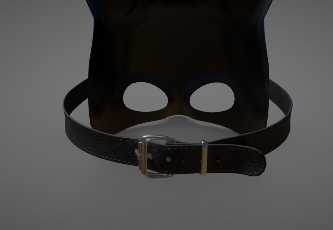 Black Rabbit-Bunny Facemask Low-poly 3D model_4